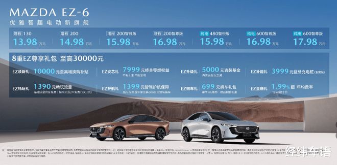 長(zhǎng)安馬自達(dá)電動(dòng)新旗艦EZ-6正式上市售價(jià)1398萬(wàn)起